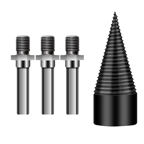 Log Splitter Drill Bit | Firewood Log Drill Bit with 3 Drill Attachments - Firewood Splitter Drill Bit for Log Splitting, Split Wood Efficiently