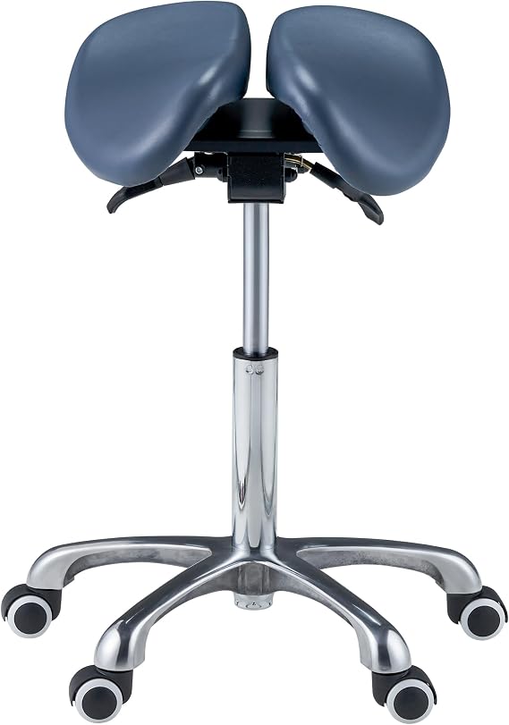 Master Massage Berkeley Ergonomic Split Seat Style Saddle Rolling swivel Stool Royal Blue
