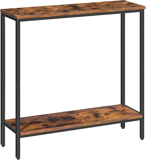 HOOBRO Slim Console Table with Shelf, 2 Tier Narrow Sofe Table for Hallway, Slim Hallway Table with Storage, Industrial, for Bedroom, Kitchen, Living Room, Rustic Brown EBF22XG01