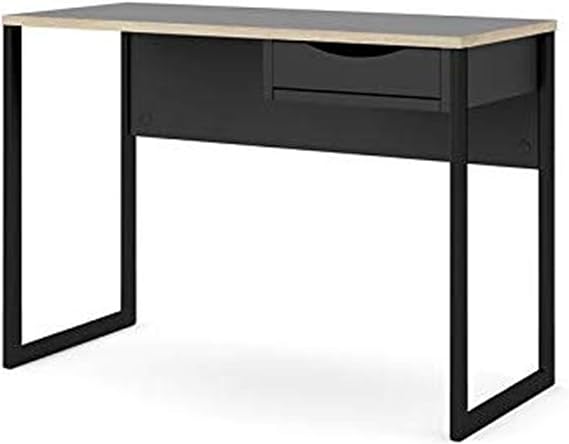 Tvilum One Drawer Desk, Black Matte/Oak Structure