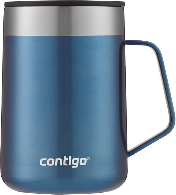 Contigo Streeterville Desk Mug, Insulated Coffee Tumbler with Stainless Steel Handle, Takeaway with Lid, Keeps Hot Up to 5 Hours, Optimal for Office or Home, 14 oz