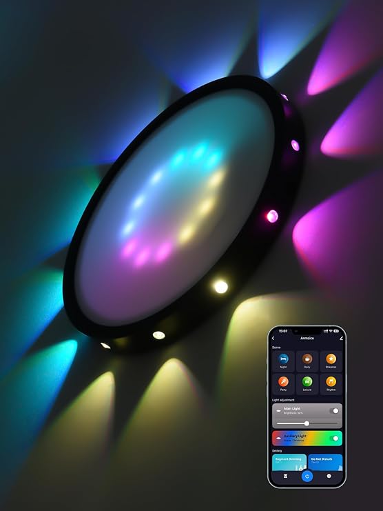Smart Ceiling Light, RGB Ceiling Light Fixture,Color Change, Flush LED Ceiling Lights 24W Works with Alexa/Google for Bedroom Living Room Round, Ø30cm [Energy Class F]