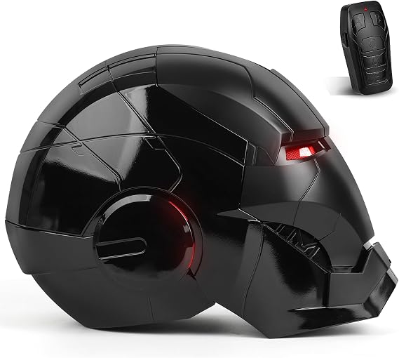 Iron Hero MK 5 Black Edition Helmet for Man – 1:1 Wearable Collectible with Voice, Touch & Remote Control, LED Eyes & Realistic Sound Effects – Cosplay & Display Prop Gift for Adults and Teens