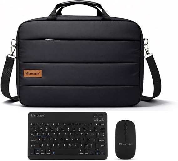 Microcase Huawei MatePad Pro 13.2 ile Uyumlu Tablet Notebook Macbook Çantası + Bluetooth Klavye ve Mouse Set Siyah - AL5894
