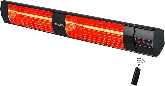 Halogen Black Twin Pro 3000W (2 x 1500W) Elektrikli Halojen Infrared Dış Mekan Isıtıcı, 5 Kademeli Uzaktan Kumandalı, Siyah Alüminyum Gövde, 220-230V