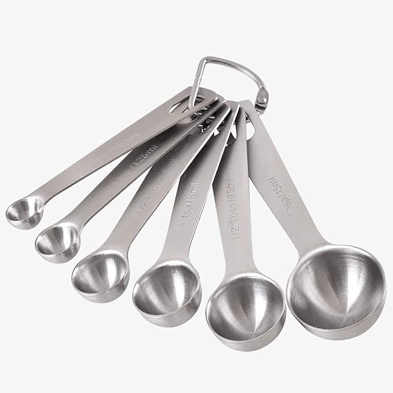 Newk 6 Pieces Measuring Spoons, Stainless Steel Metal Kitchen Measuring Tool Set for Dry and Liquid Ingredients