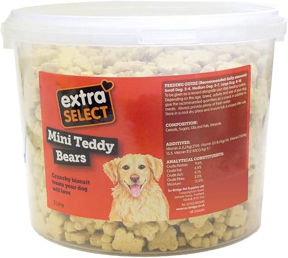 Extra Select Mini Teddy Bear Dog Biscuits, 3L Bucket