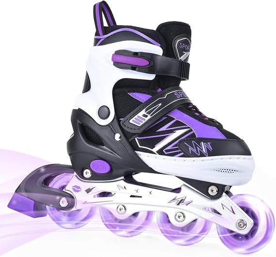 ERNAN Inline Skates, Adjustable Light up Inline Skates for Boys and Girls, Roller Skates for Youth, Beginner