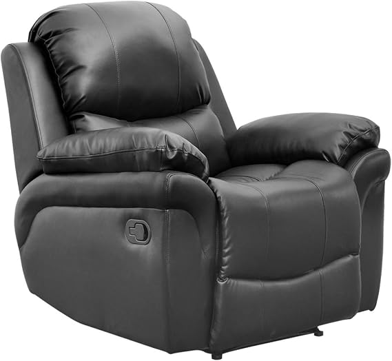 More4Homes MADISON BONDED LEATHER RECLINER ARMCHAIR SOFA HOME LOUNGE CHAIR RECLINING GAMING (Black)