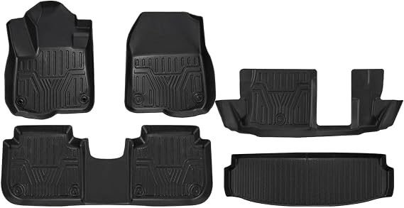 3D TPE Floor Mats Compatible With H CRV 2024 2023 7 Seats Only Gas, All-Weather Front Rear Cargo Liner Trunk Backrest Mats(5PCS Set)