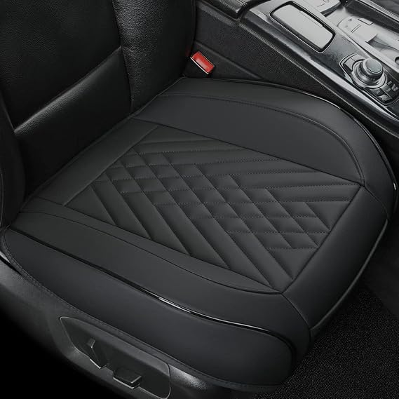 Giant Panda プレミアムpuレザーフロントカーシートカバー プロテクター 滑り止めボトムシートカバー 95%の車両にフィット 底面を包む 2パック - ブラック