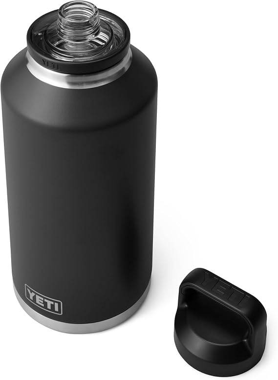 YETI Rambler Bottle Chug, Vaccum Insulated Stainless Steel Bottle with Leakproof Chug Cap, Black, 64 oz (1.9 L)