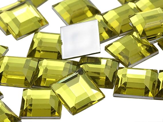 Allstarco 15mm (19/32") Yellow Jonquil Square Acrylic Gems, 30 PCS