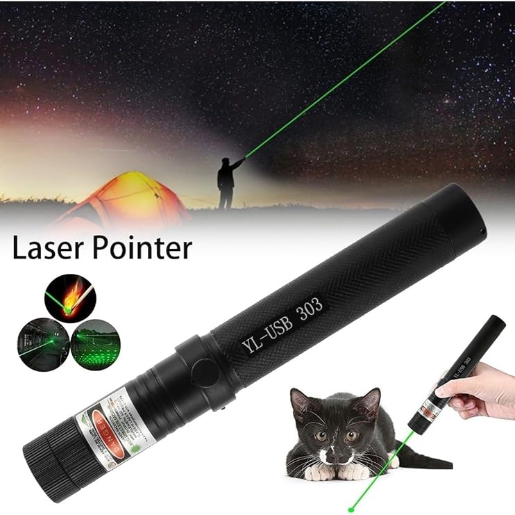 Gaman Yeni Nesil Micro Usb Şarjlı Güçlü Yeşil Lazer Pointer Siyah Metal Kasa 2022 Model