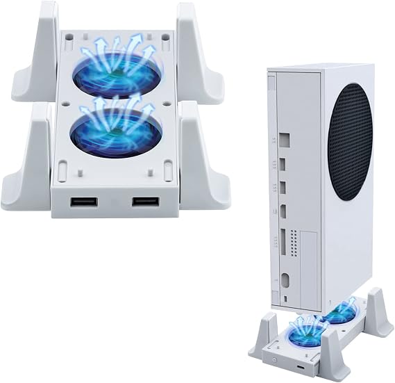 Mcbazel Vertical Stand Cooling Fan for Xbox Series S Cooling Stand with Led Indicator/Two USB Ports(Only for Xbox Series S)