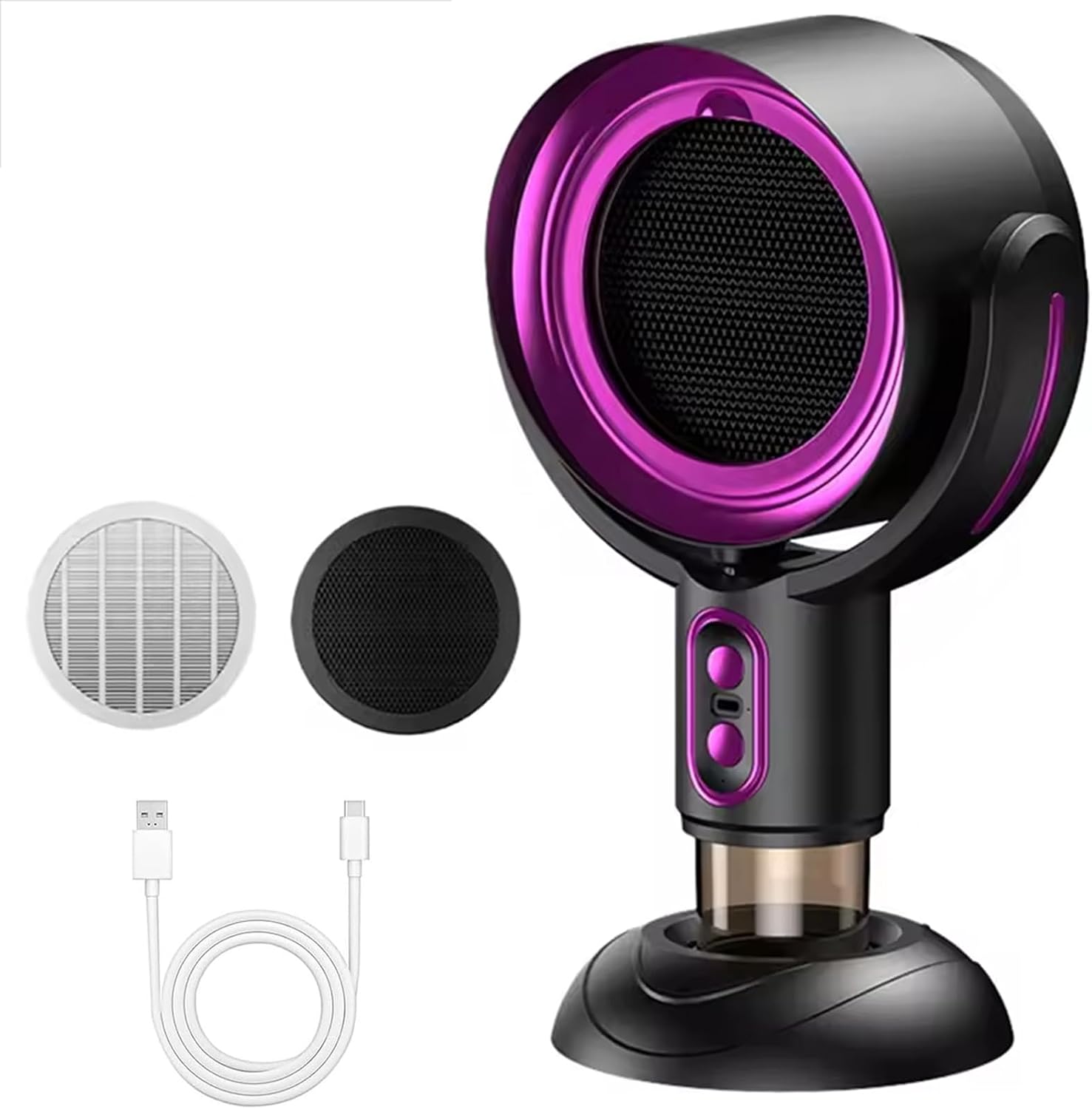 Puff Hide Purifier Indoor Smoke Fan, Smoke Purifier for Smoking Indoors, Portable Range Hood with 2 Speeds, Electric Air Purifier for Cooking, Rechargeable Smoke Fan for Indoor BBQ, Hot Pot (Purple)