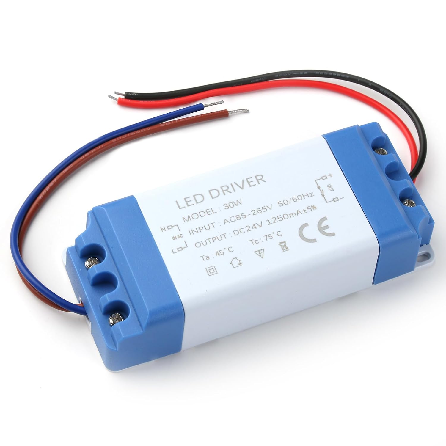 LED Transformer 240V AC to 24V DC 1.25A, Ultra Slim Waterproof IP30 Rated Constant Voltage Power Supply for LED Strip Lights, G4, MR11, MR16 Bulbs, Ideal for Home and Outdoor