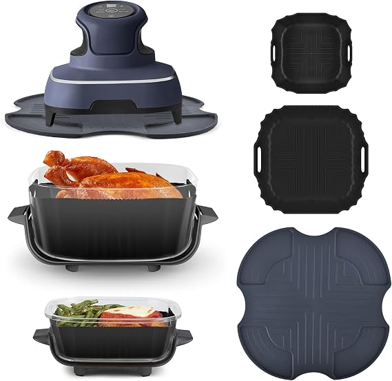 BROTOU Silicone Heat Resistant Mat for Ninja Crispi, Reusable Air Fryer Liners for 4-QT & 6-Cup Container, Compatible with FN101UKSG Air Fryer Accessories