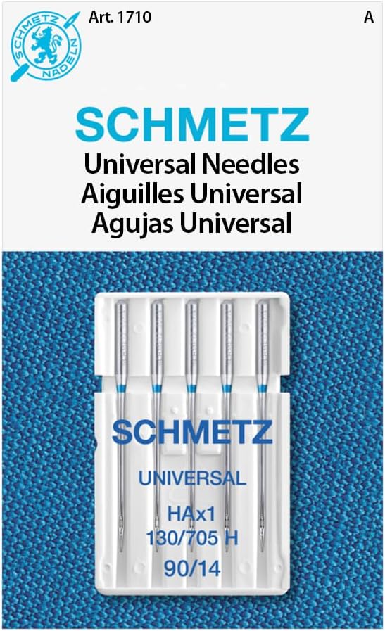 Schmetz Universal (Regular / Standard) Sewing Machine Needles, Size 90/14 (130/705 H, Set of 5)