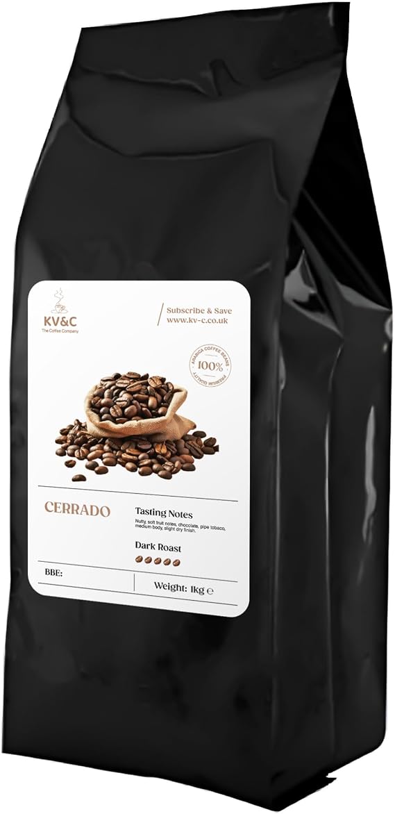 KV&C Coffee Beans 1kg – 100% Arabica Whole Coffee Beans – Strong Dark Roast Espresso Beans – Premium Coffee Beans for Bean to Cup, Espresso, Cafetiere & Filter Machines