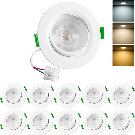 LED Downlights Ceiling 5W IP44 Dimmable Spotlights Rotatable 3CCT 10 Pack [Energy Class F]
