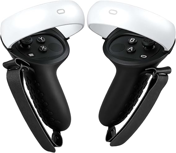 Comfort Controller Grips Cover for Meta Quest 2, All-Silicone Construction Adjustable Knuckle Straps Handle Grip Cover Controller Protective Sleeve Cover for Oculus Quest 2 VR Handle Accessories