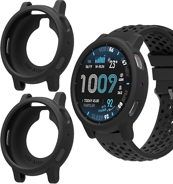 GIOPUEY Case Compatible with Amazfit Active Max, [2 PACK] Soft TPU Silicone Protective Case Cover, Shock Resistant - Black