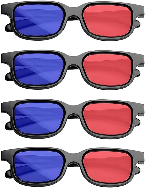 4 PCS Red and Blue 3D Glasses, DVD Game Glass Portable 3D Sunglasses Anti-Fog and Anti-Scratch Lenses Simple Design for Light Shows Holiday Parties Home Cinema Theater TV Game Dimensional Movie