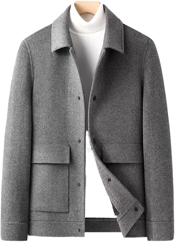 Thickened Warm Down Removable Lining Woolen Short coat men's Double-sided nylon