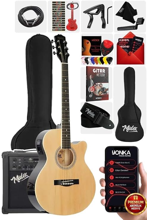Midex XC-300XNT-AMP Profesyonel AMFİLİ Elektro Akustik Gitar