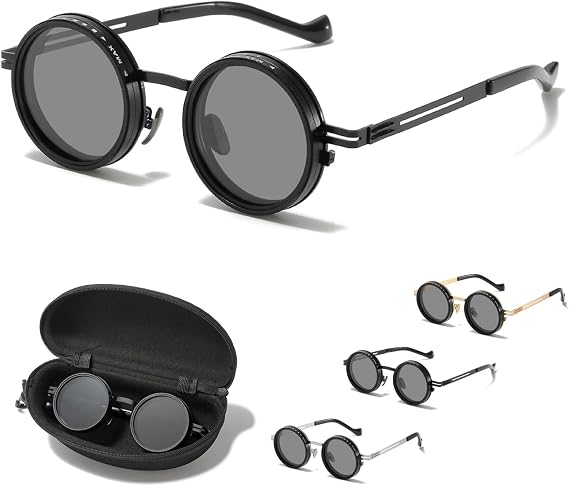 Adjustable Tint Rounded Polarized Lenses Retro Sunglasses, Adjustable Outdoor Travel Polarized Sunglasses, ND Filter Glasses