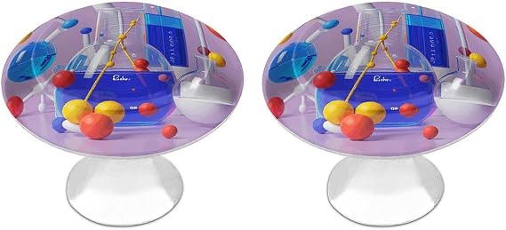 2 Pack Round Abstract Chemistry Illustration Cabinet Knobs Pulls Decorative Farmhouse Kitchen Cabinet Door Knob, 2.8cm/1.1" Knob Pull Handles with Screws, Metal Dresser Knobs for Cupboard, Closet, Bif