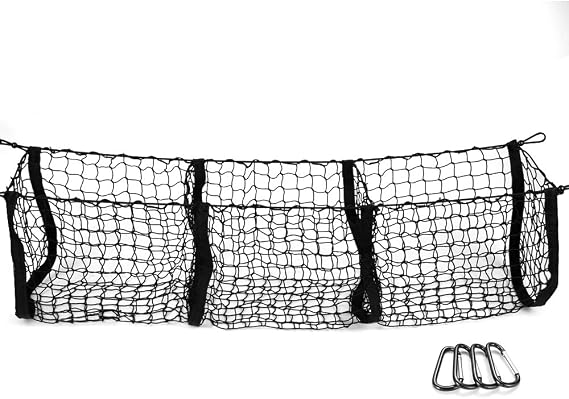 MICTUNING Cargo Net with Hooks, Van Three Pocket Trunk Net 47*11*12 inch