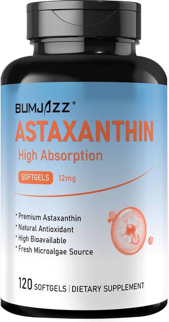 Astaxanthin Supplements 12mg Softgels 120 Count - Premium Antioxidant Supports Eye, Skin & Joint Health - Natural Microalgae Source for Daily Wellness