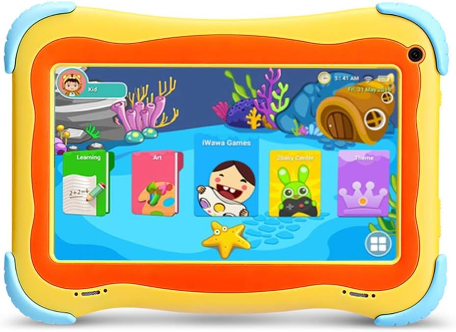 YUNTAB 7 inch Kids Tablet PC Q91 load Children Like PLaying & Learnign Software iWawa Android 5.1 A33 1.5GHZ quad core HD 1024600 Display Wifi dual Camera 3D Game with tablet case Yellow