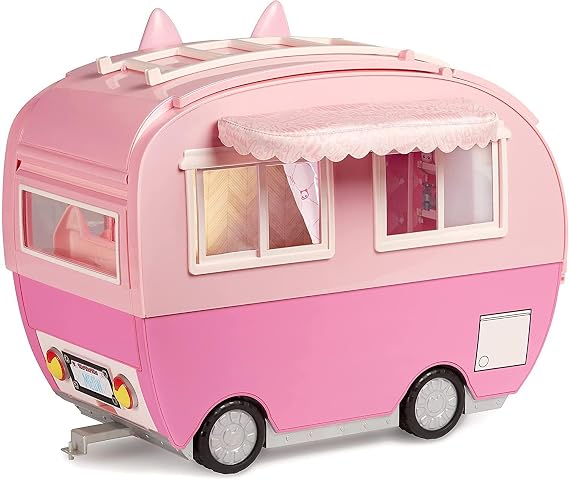 Na! Na! Na! Surprise Kitty-Cat Camper - Pink Motorhome with Cat Ears and Tail - 7 Play Areas Including Fully Equipped Kitchen Hammock and Accessories Doll Car and More
