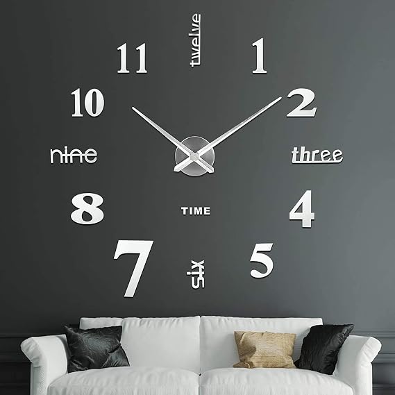 Soledi Wall Clock with 3D Visual Sticker DIY Wall Clocks Reusable Suitable for Decoration Gift Home Restaurant Office Hotel