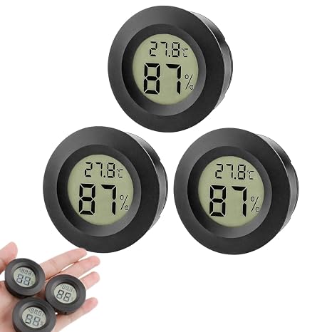 Digital Hygrometer Thermometer, Indoor Room Thermometer & Humidity Meter, Mini LCD Temperature Humidity Gauge Moisture Meter for Home Office Babyroom Greenhouse Humidor (Black)
