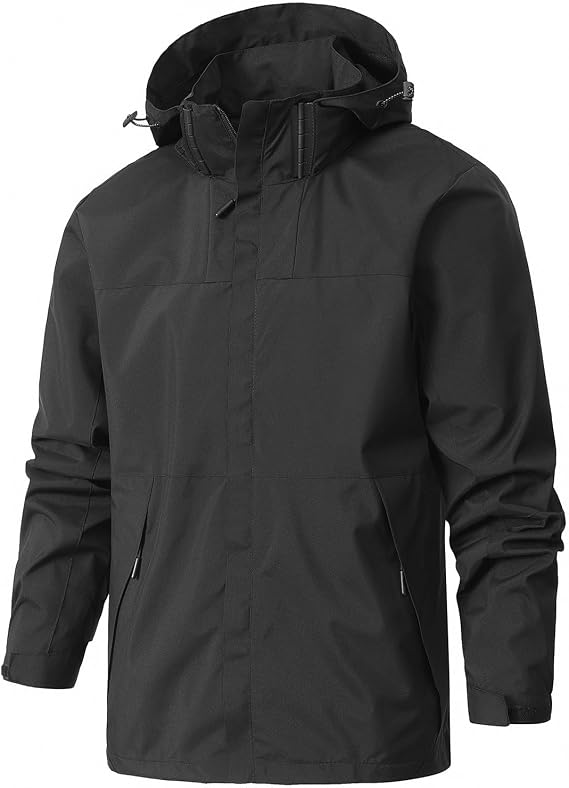 AEGJEGVD Waterproof Jackets Men Clearance Solid Full Zip Long Sleeve Detachable Hatwater Hooded Coats Outdoor Sunscreen Windproof Softshell Jackets Fall Winter Comforty Warm Oversized Coats L-5XL