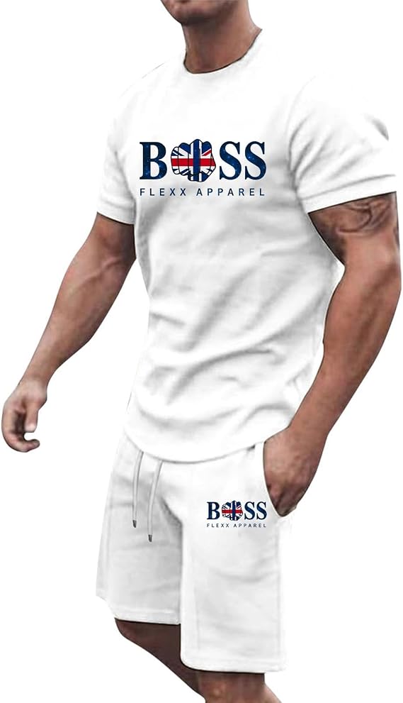 Men's Tracksuit 2 Piece Summer Outfits Casual Short Sleeve Crew Neck Shirts & Shorts Track Suit Jogging Loungewear Sets Gym Running Sport Sweat Activewear Sweatsuit with Pockets
