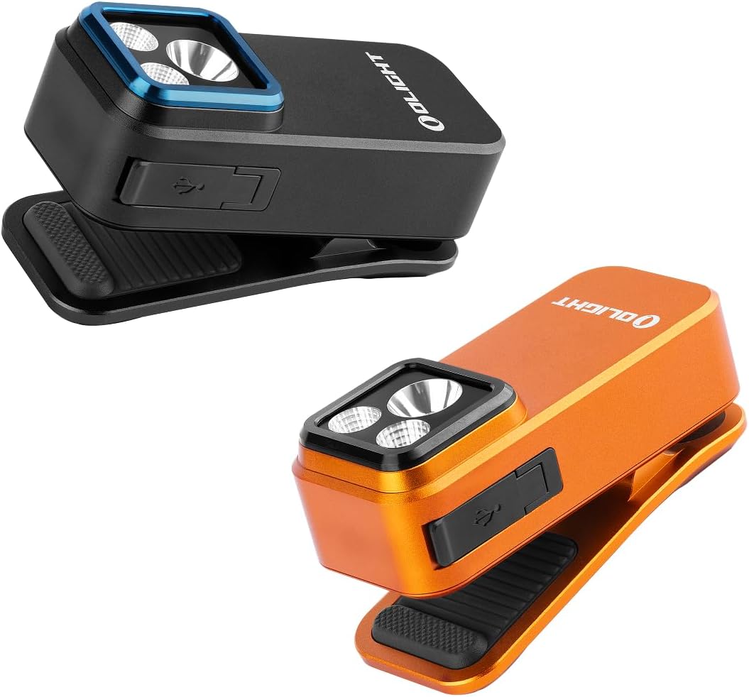 OLIGHT Oclip Pro Clip, LED Running Light, Lightweight, Small Black & Orange Set