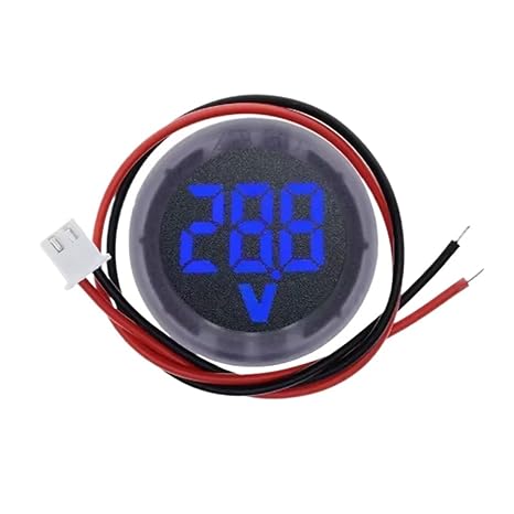 LED Digital Display Round Voltmeter 1pcs DC5-100V Digital Voltmeter LED Display Circular Car Voltage Current Meter Volt Detector Tester Panel(Blue)