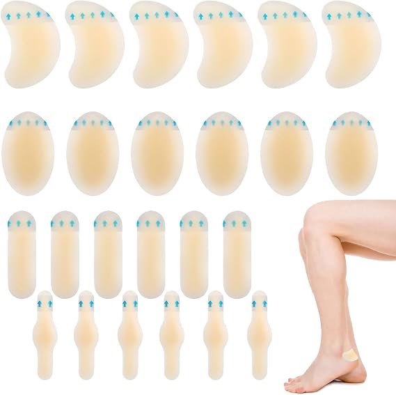 24 PCS Invisible Hydrocolloid Blister Plasters - Waterproof Cushion Protector for Feet, Heels, Fingers, Toes, and Forefoot