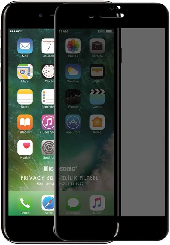 Microsonic Apple iPhone SE 2020 Privacy 5D Gizlilik Filtreli Cam Ekran Koruyucu Siyah [iPhone SE 2020 ile Uyumlu Ekran Koruyucu]