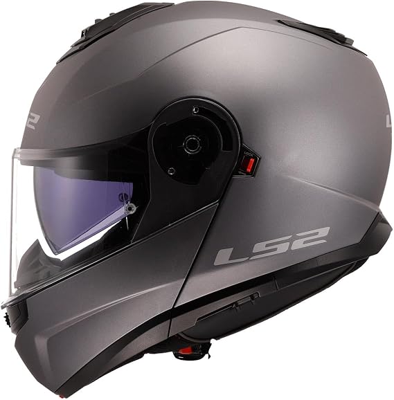 LS2 STROBE 2 Mat Titanium Kask, ECE 22.06 P/J Sertifikalı Profesyonel Çene Açılır Modüler Motosiklet Kaskı, KPA Kabuk, Dahili Güneş Vizörlü, Gözlük Uyumlu, Intercom Hazırlıklı