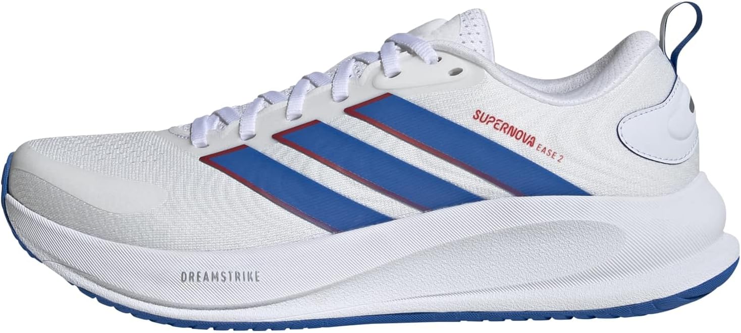 adidas Mens Supernova Ease 2 Running Sneakers Shoes - Blue, White, White/Bright Royal/Pure Ruby, 12.5