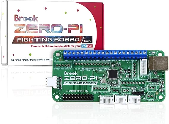 Brook Zero- Pi Fighting Board Easy Version - Compatible with Switch/ PS3/ PS2/ PS/PC(X-Input)/ Retro Gaming Emulator to Arcade Stick Screw Terminal Header Included