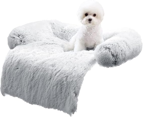 ANWA Soft Plush Dog Sofa Bed - Furniture Protector Cover Mat, Washable Couch Cushion 77x77x16cm