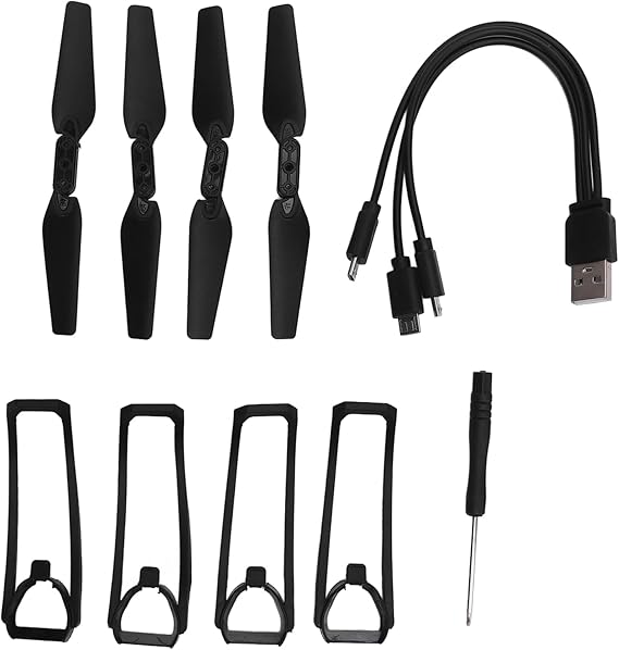 Quadcopter Propellers, Protective Covers Folding Remote Drone Spare Parts for E88 for E99 for E100 for K3 with Charing Cable