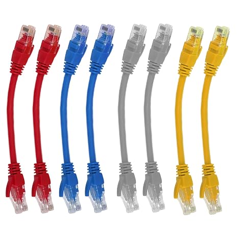 brileze 8 Pcs Short Cat6 Patch Cable 0.5ft/15cm -1000Mbps High Speed Ethernet Network Cables With RJ45 Connectors Patch Panel Ethernet Cable For Router, Modem, Server, Switch, TV, PC (Mixed Color)